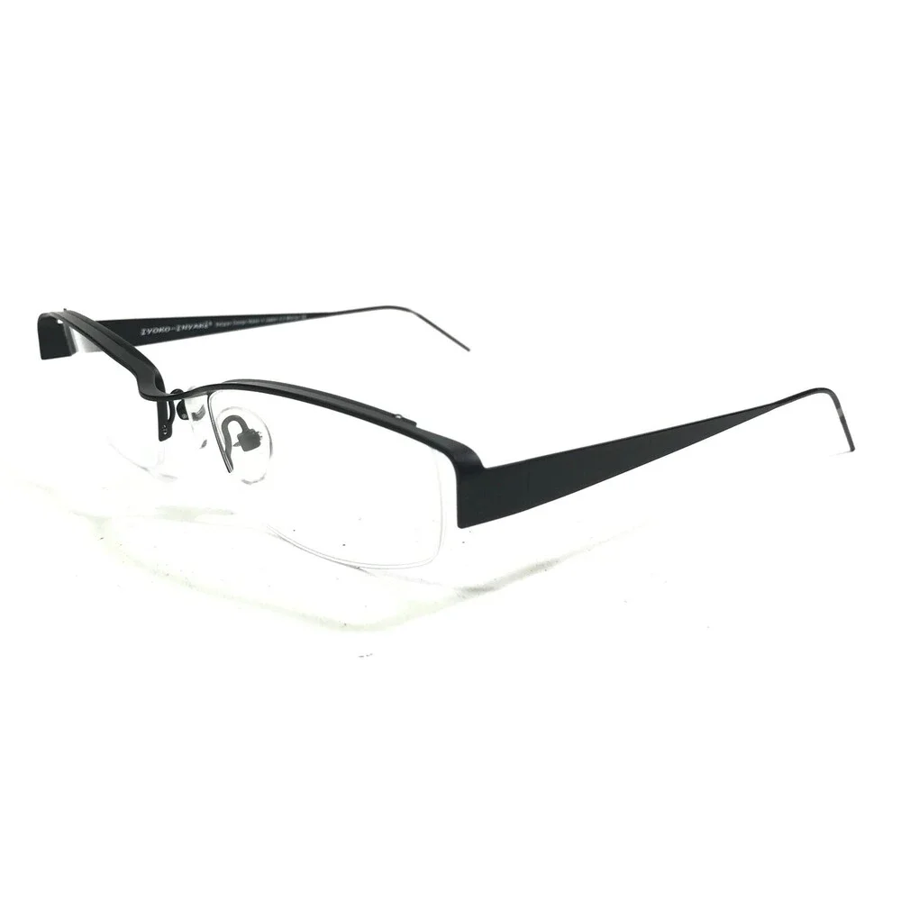 Iyoko-Inyake Eyeglasses Frames IY574 Col.8 Black Rectangular Half Rim 51-19-140